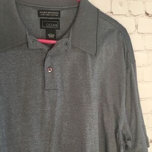 Cezani Mens Gray Double Mercerized 2PLU 100% Cotton Polo Rubgy Golf Shirt Size L